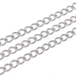 Tarnish Resistant 3.28 Feet 304 Stainless Steel Twisted Chains, Soldered, Stainless Steel Color, 5x3.5x0.6mm(X-CHS-A003K-0.6mm)