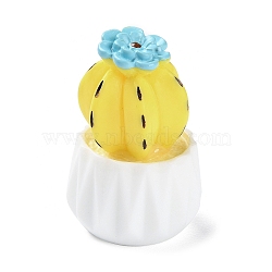 Resin Simulation Potted Cactus, for Car or Home Office Desktop Ornaments, Yellow, 23x34mm(DJEW-F019-01C)