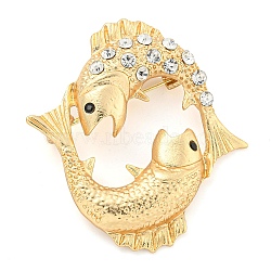 Golden Zinc Alloy with Rhinestone Brooches, Twelve Constellations, Aquarius, 49x45x11mm(JEWB-B018-03G-11)