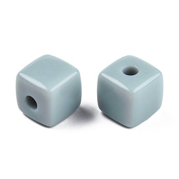 Opaque Acrylic Beads, Cube, Aqua, 12.5x12.5x12.5mm, Hole: 3.5mm, about 263pcs/500g
