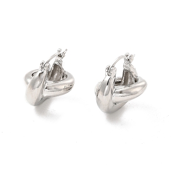 Brass Interlocking Rings Kont Hoop Earrings for Women, Platinum, 20.5x21.5x18.5mm, Pin: 0.6~1x0.5mm