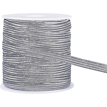 Flat Nylon Elastic Cords, for DIY Accessories, with 1Pc Plastic Empty Spools, Silver, 6mm, about 25.15~27.34 Yards(23~25m)/Roll