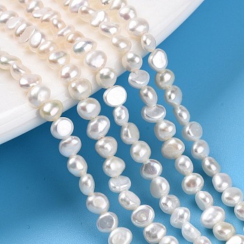 Natural Cultured Freshwater Pearl Beads Strands, Baroque Pearls Keshi Pearl Beads, Two Sides Polished, Creamy White, 3.5~4x3.5~4.5x2.5~3mm, Hole: 0.5mm, about 103pcs/strand, 14.76''(37.5cm)