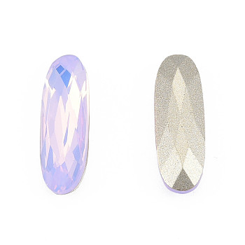 K9 Glass Rhinestone Cabochons, Pointed Back & Back Plated, Faceted, Oval, Violet, 15x5x3mm