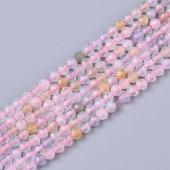 Natural Morganite Beads Strands, Faceted Round, 3~3.5mm, Hole: 0.5mm, about 110~130pcs/strand, 15.3 inch