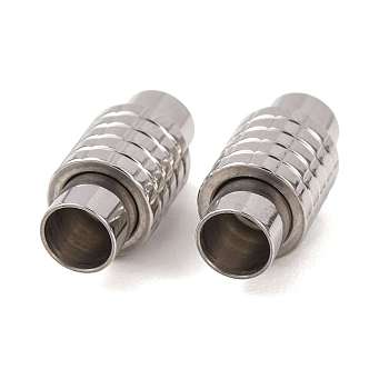 304 Stainless Steel Magnetic Clasps, Column, Stainless Steel Color, 20x10x10mm, Hole: 6mm