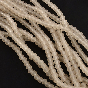 Transparent Glass Bead Strands, Frosted, Round, Camel, 8mm, Hole: 1~1.6mm, about 99pcs/strand, 31.4 inch