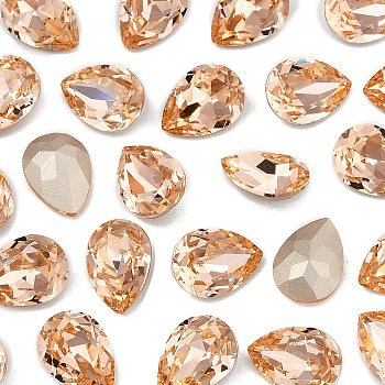 Preciosa&reg MAXIMA Crystal Fancy Stones, Czech Crystal, 435 16 301 Baroque Pear, Dura Foiling, 90300 Light Peach, 18x13mm