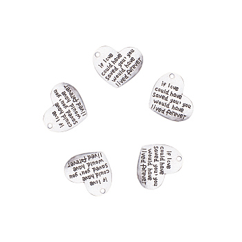 Tibetan Style Alloy Quote Pendants, Heart with Word, Antique Silver, 24.5x30x1.5mm, Hole: 2.5mm