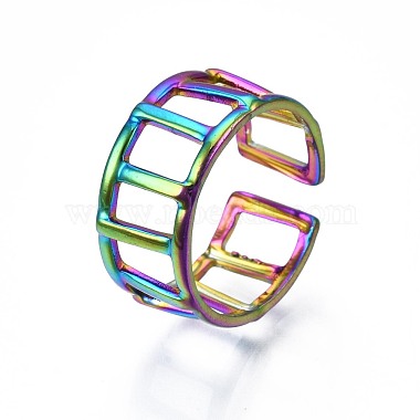 304 Stainless Steel Rectangle Cuff Ring(RJEW-N038-086)-4