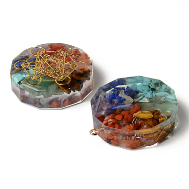 Flat Round Epoxy Resin Pendants(G-R478-22G)-2