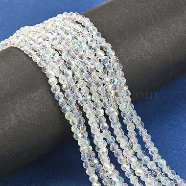 facettes(32 facettes) perles de verre brins ronds(X-GF4mmC28-AB)-4