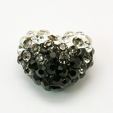 Black Heart Polymer Clay+Glass Rhinestone Beads