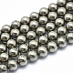 Chapelets de perles de pyrite naturelle (G-K256-04-8mm)-1