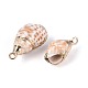 Electroplate Natural Sea Shell Pendants(SSHEL-T018-12)-2