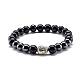Natural Obsidian & Non-Magnetic Synthetic Hematite Round Beads Energy Stretch Bracelet for Men Women(BJEW-JB06968-01)-1