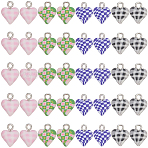 40Pcs 4 Styles Handmade Polymer Clay Charms, Heart, with Platinum Tone Iron Loops, Mixed Color, 13x10x6mm, Hole: 2mm, 10pcs/style(CLAY-SC0002-91A)