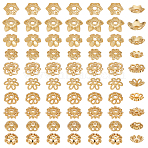 80Pcs 10 Styles Flower Brass Bead Caps, Rack Plating, Cadmium Free & Lead Free, Long-Lasting Plated, Real 18K Gold Plated, 7~9.5x7~10x1.8~3mm, Hole: 1~2mm, 8pcs/style(KK-ME0001-79)