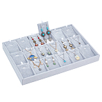 1Pc 18-slot Velvet Necklace & Pendant Organizer Holder, Jewelry Tray for Pendant Storage, Rectangle, Gray, 24x35x3cm(ODIS-AR0001-09)