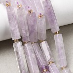 Natural Amethyst Beads Strands, Column, with Seed Beads, Lavender, 14~30x6.5~7.5x6.5~7.5mm, Hole: 1mm, about 13~15pcs/strand, 15.87''(40.3cm)~16.06''(40.8cm)(G-D353-A16-02)
