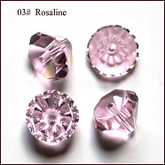Imitation Austrian Crystal Beads, Grade AAA, Faceted, Diamond, Pink, 7x5mm, Hole: 0.9~1mm(SWAR-F075-8mm-03)