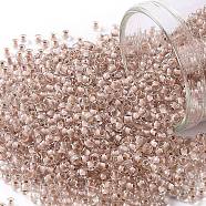 TOHO Round Seed Beads, Japanese Seed Beads, (1069) Soft Misty Rose Lined Crystal, 11/0, 2.2mm, Hole: 0.8mm, about 1110pcs/10g(X-SEED-TR11-1069)