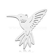201 Stainless Steel Pendants, Laser Cut, Bird, Stainless Steel Color, 34x39.5x1mm, Hole: 1.5mm(STAS-S105-LA726-1)