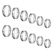 Pandahall 12Pcs 6 Size 201 Stainless Steel Grooved Finger Ring Settings, Ring Core Blank, for Inlay Ring Jewelry Making, Stainless Steel Color, Inner Diameter: 17~22mm, 2Pcs/size(RJEW-TA0001-05P)