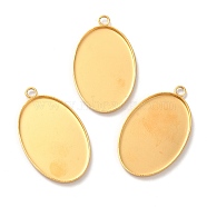 304 Stainless Steel Pendant Cabochon Settings, Plain Edge Bezel Cups, Oval, Golden, Tray: 30X20mm, 35x21x1.8mm, Hole: 2.3mm(STAS-K148-03G)