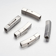 304 Stainless Steel Bayonet Clasps, Cuboid, Stainless Steel Color, 28x6x7mm, Hole: 4mm(STAS-F037-01)