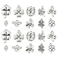 100Pcs 10 Styles Tibetan Style Alloy Pendants, Cadmium Free & Lead Free, Clover, Antique Silver, 17x11x1.5mm, Hole: 2mm, 10pcs/style(TIBEP-CJ0001-51)