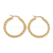 PVD Vacuum Plating 201 Stainless Steel Twist Hoop Earrings, with 304 Stainless Steel Pin, Golden, 23.5x3.5mm(EJEW-I309-57B-G)