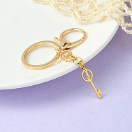 304 Stainless Steel Initial Letter Key Charm Keychains, with Alloy Clasp, Golden, Letter J, 8.8cm(KEYC-YW00004-10)