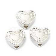 Alloy Beads, Cadmium Free & Lead Free, Heart, Real Platinum Plated, 7x8x4mm, Hole: 1.6mm(PALLOY-O103-07P)