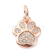 Brass Micro Pave Cubic Zirconia Charms, with Jump Ring, Long-Lasting Plated, Lead Free & Cadmium Free, Footprint, Real Rose Gold Plated, 10x8.5x2mm(X-ZIRC-C022-22RG)