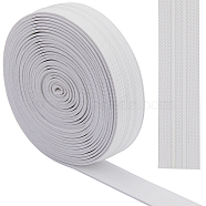 Flat Polyester Non-Slipped Elastic Cord, Silicone Gripper Elastic Band, Clothes Accessories, White, 20mm(OCOR-GF0003-16A-02)