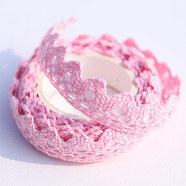Handwork Cotton Lace Trim, Hollow Style, Fat, Pink, 5/8 inch(16mm), about 2.19 Yards(2m)/Roll(TAPE-PW0001-141M)