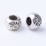 Tibetan Style Alloy Beads, Rondelle, Cadmium Free & Lead Free, Antique Silver, 7~7.5x5mm, Hole: 3mm(X-TIBE-Q063-118AS-RS)