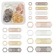 120Pcs 12 Style Alloy Linking Rings, Hexagon, Mixed Color, 10pcs/style(FIND-CD0001-01)
