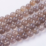 Natural Grey Agate Beads Strands, Round, Gray, 10mm, Hole: 1mm, about 38pcs/strand, 15.75 inch(X-G-G583-10mm-08)
