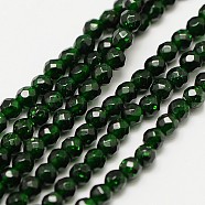 Synthetic Green Goldstone Beads Strands, Faceted Round, 3mm, Hole: 0.8mm, about 136pcs/strand, 16 inch(X-G-A129-3mm-G01)