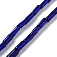Handmade Lampwork Beads, Column, Dark Blue, 10.5~11.5x4~6mm, Hole: 1.6mm, about 61pcs/strand, 26.18''(66.5cm)(LAMP-Z008-02C)