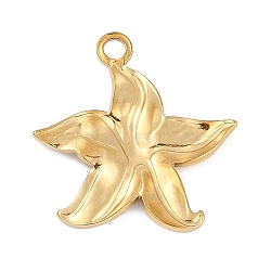 304 Stainless Steel Pendants, Flower Charm, Ion Plating(IP), Real 18K Gold Plated, 20x20x2mm, Hole: 2mm(STAS-I325-019G-04)