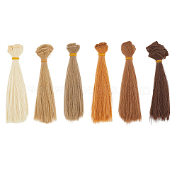 6 Bundles 6 Colors New Ladies Hair Accessories, Long & Straight Magic Tape Ponytail Hair Doll Wig Hair, for DIY Girls BJD Makings Accessories, Mixed Color, 150mm, 1m/bundle, 1 bundle/color(OHAR-DC0001-07)