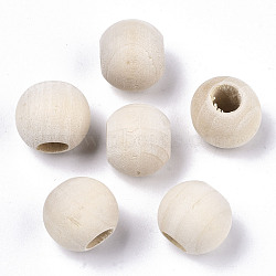 Natural Unfinished Wood Beads, Macrame Beads, Round Wooden Large Hole Beads for Craft Making, Antique White, 15x13mm, Hole: 6mm(X-WOOD-Q038-15mm)