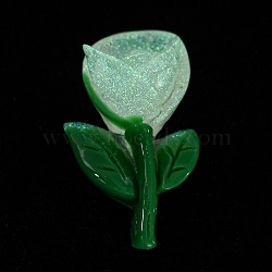 Luminous Resin Cabochons, Glow in the Dark, Flower, PeachPuff, 25.8x15.4x10.8mm(RESI-E047-01D)