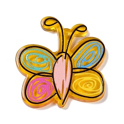 Acrylic Pendants, Butterfly, Orange, 34x31.5x2.5mm, Hole: 1.4mm(OACR-R271-06B)