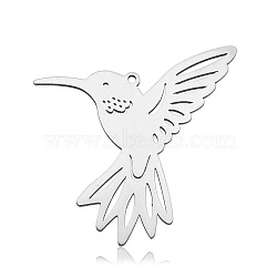 201 Stainless Steel Pendants, Laser Cut, Bird, Stainless Steel Color, 34x39.5x1mm, Hole: 1.5mm(STAS-S105-LA726-1)