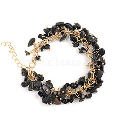 Natural Black Quartz CrystalBead Bracelets, 8-5/8 inch(22cm)(PW-WG73957-12)