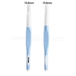 ABS Plastic Crochet Hooks Needles, with TPR Handle, for Braiding Crochet Sewing Tools, Light Sky Blue, 195mm, Pin: 15mm(SENE-PW0003-095D)